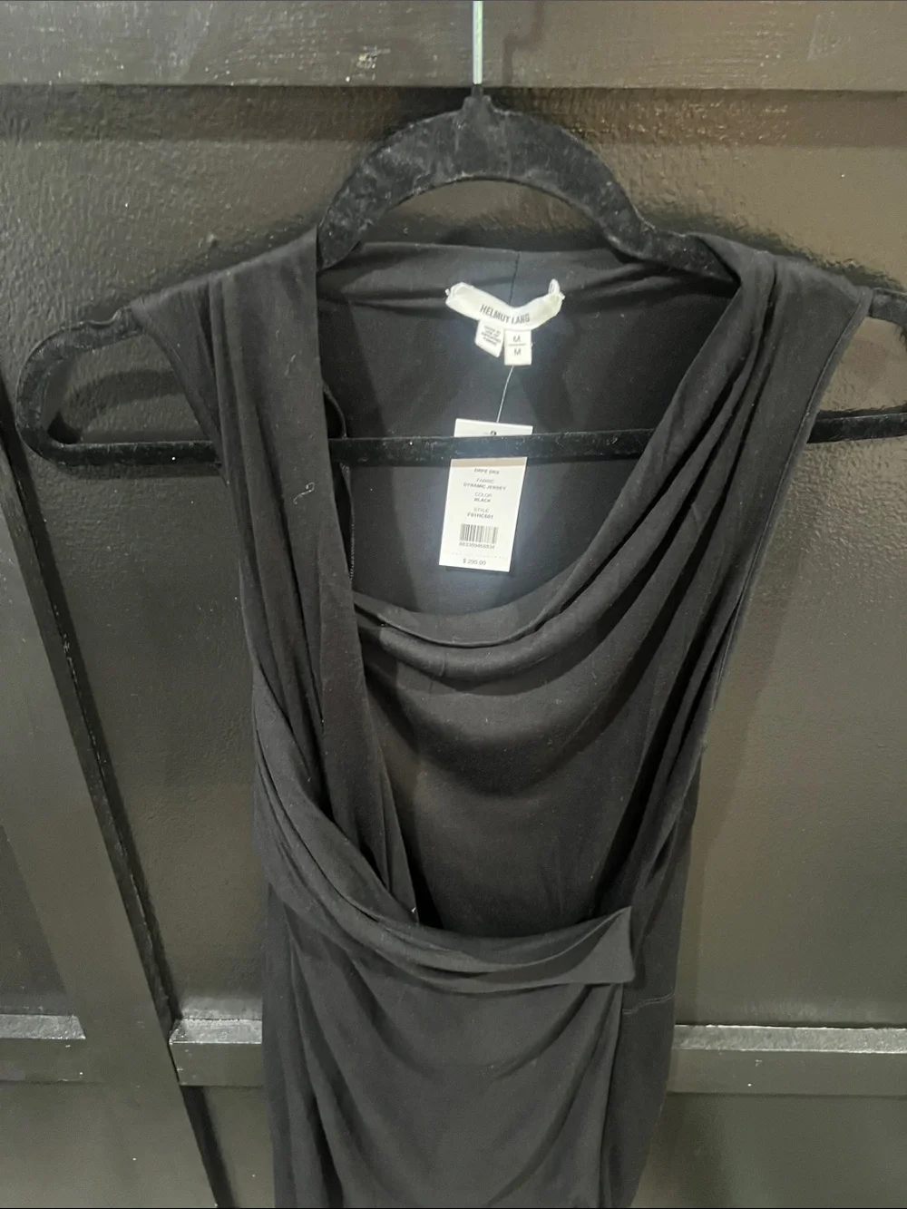 NWT | Helmut Lang Black Draped Asymmetrical Dress | Size Medium - Picture 6 of 8